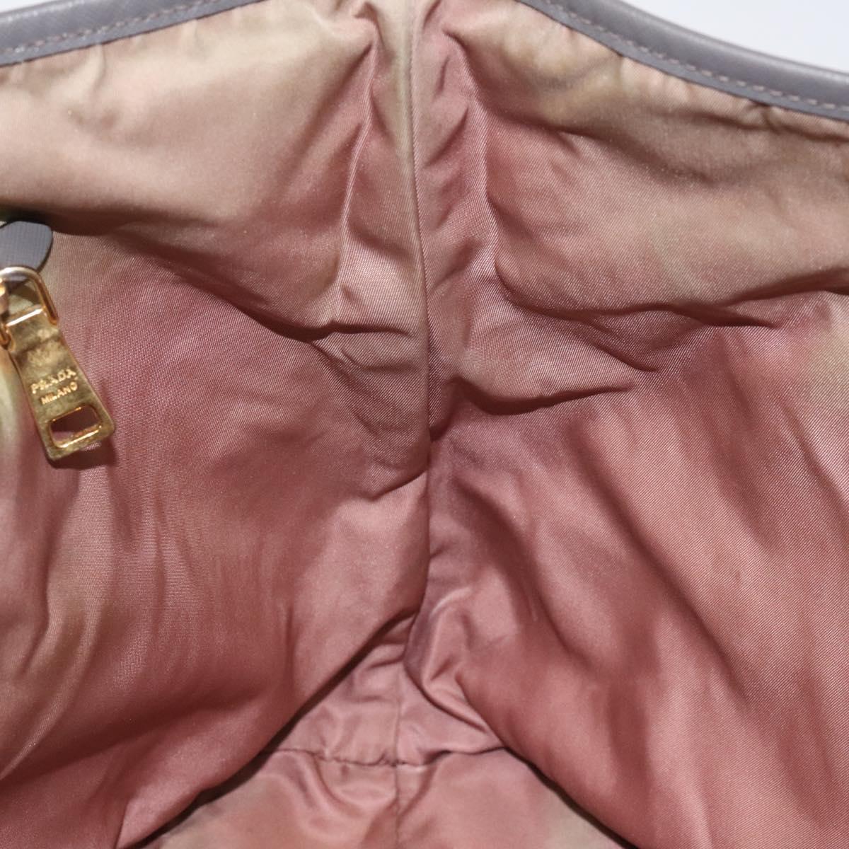 PRADA Tote Bag Nylon Khaki Gold Auth BD900