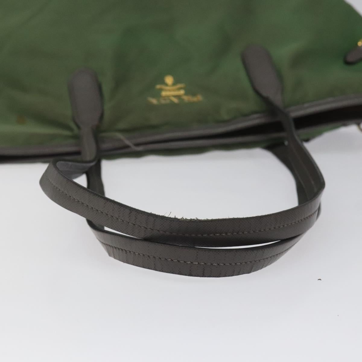 PRADA Tote Bag Nylon Khaki Gold Auth BD900