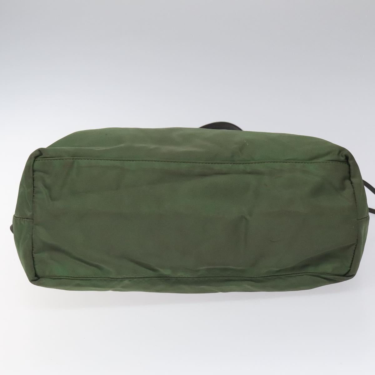 PRADA Tote Bag Nylon Khaki Gold Auth BD900