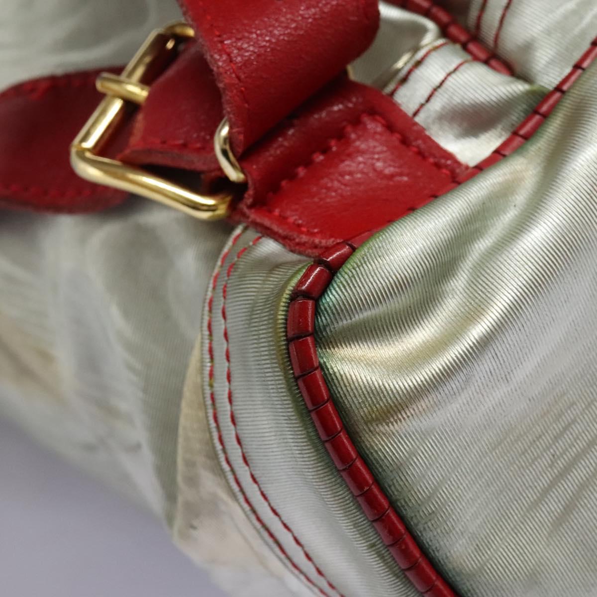 LOEWE Anagram Backpack PVC Leather Silver Auth BD905