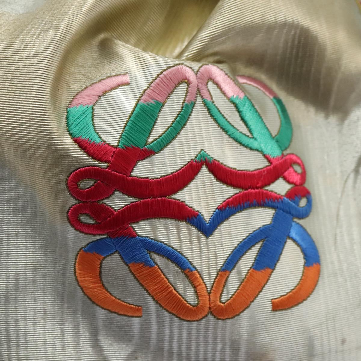 LOEWE Anagram Backpack PVC Leather Silver Auth BD905