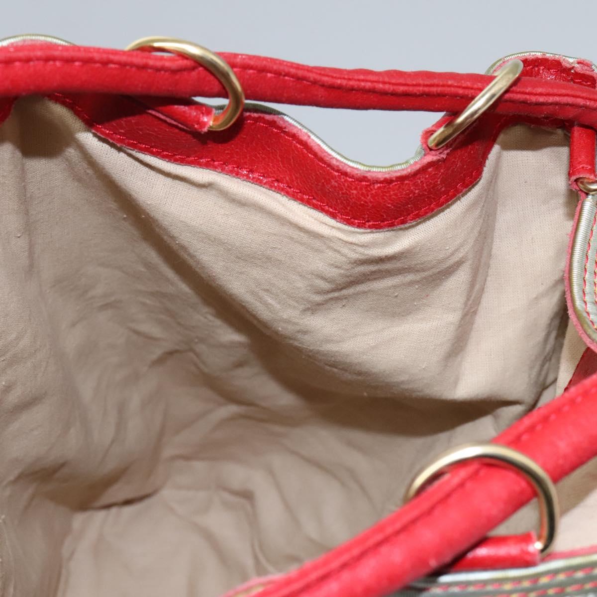 LOEWE Anagram Backpack PVC Leather Silver Auth BD905