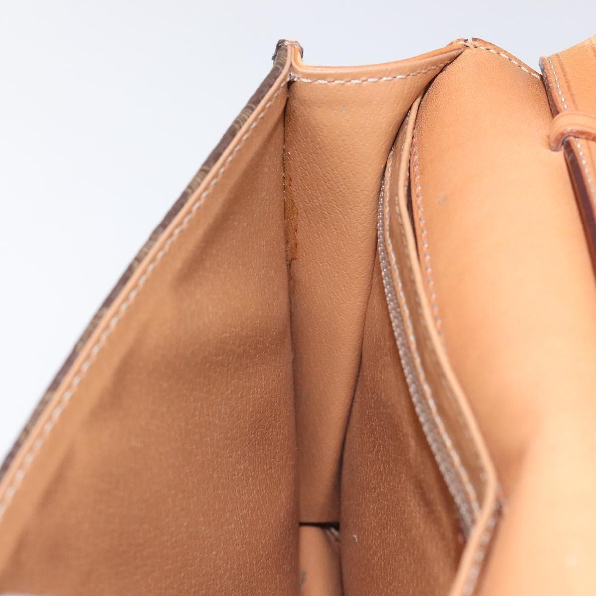 CELINE Macadam Canvas Shoulder Bag PVC Leather Brown Gold Auth BD908