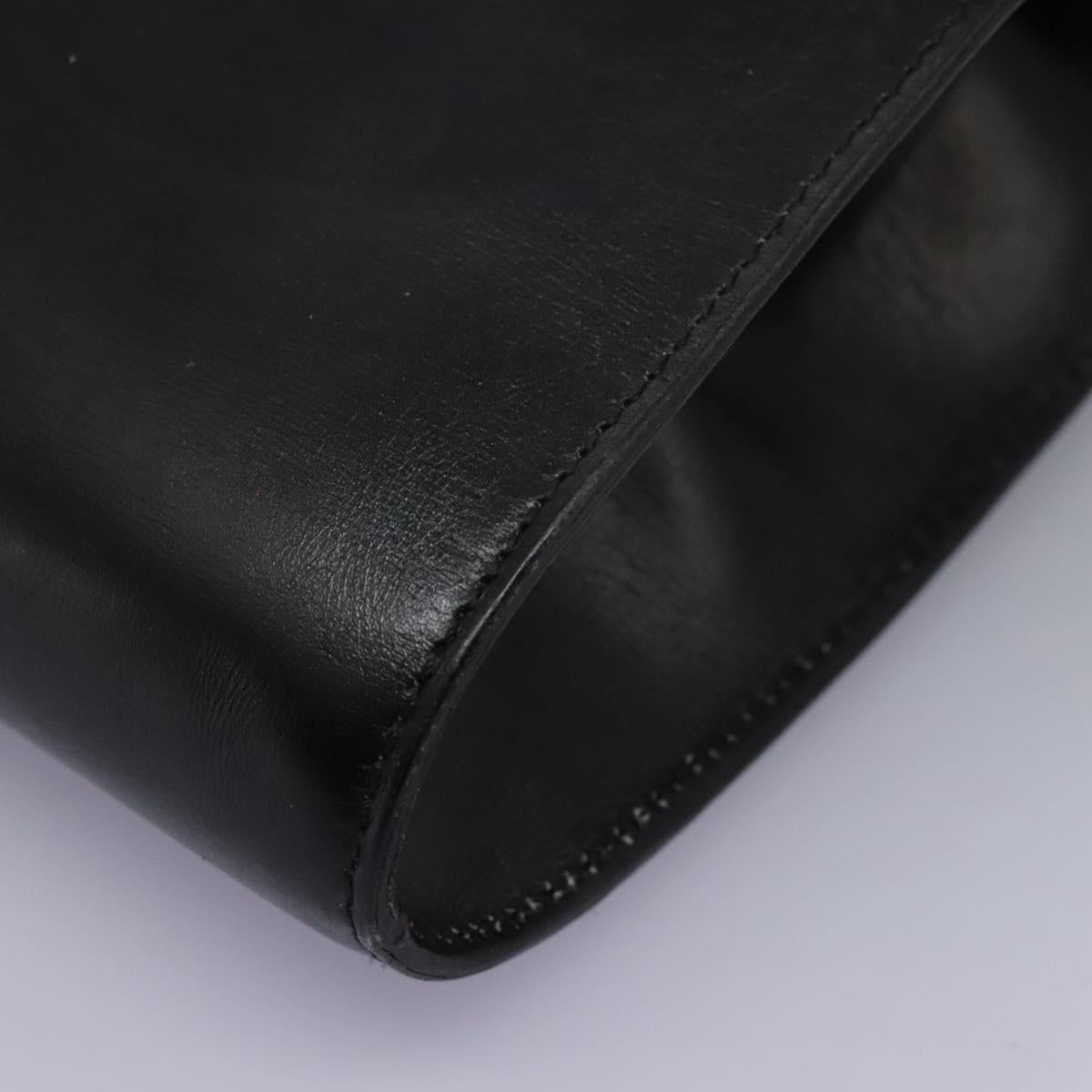 CELINE Circle Shoulder Bag Leather Black Gold Auth BD909