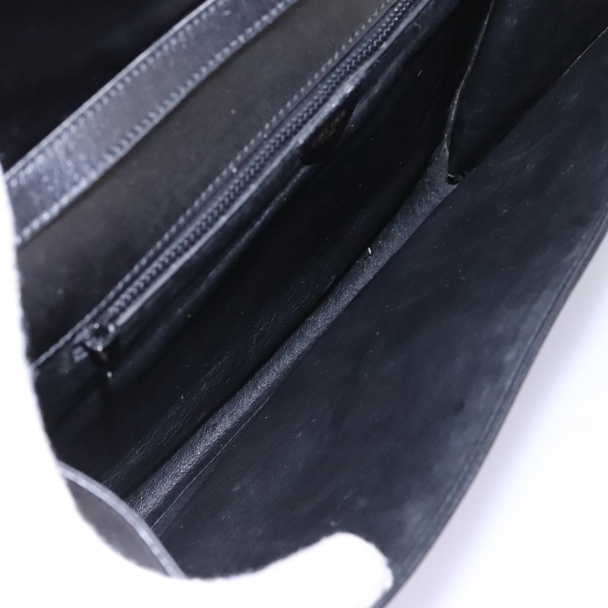 CELINE Circle Shoulder Bag Leather Black Gold Auth BD909