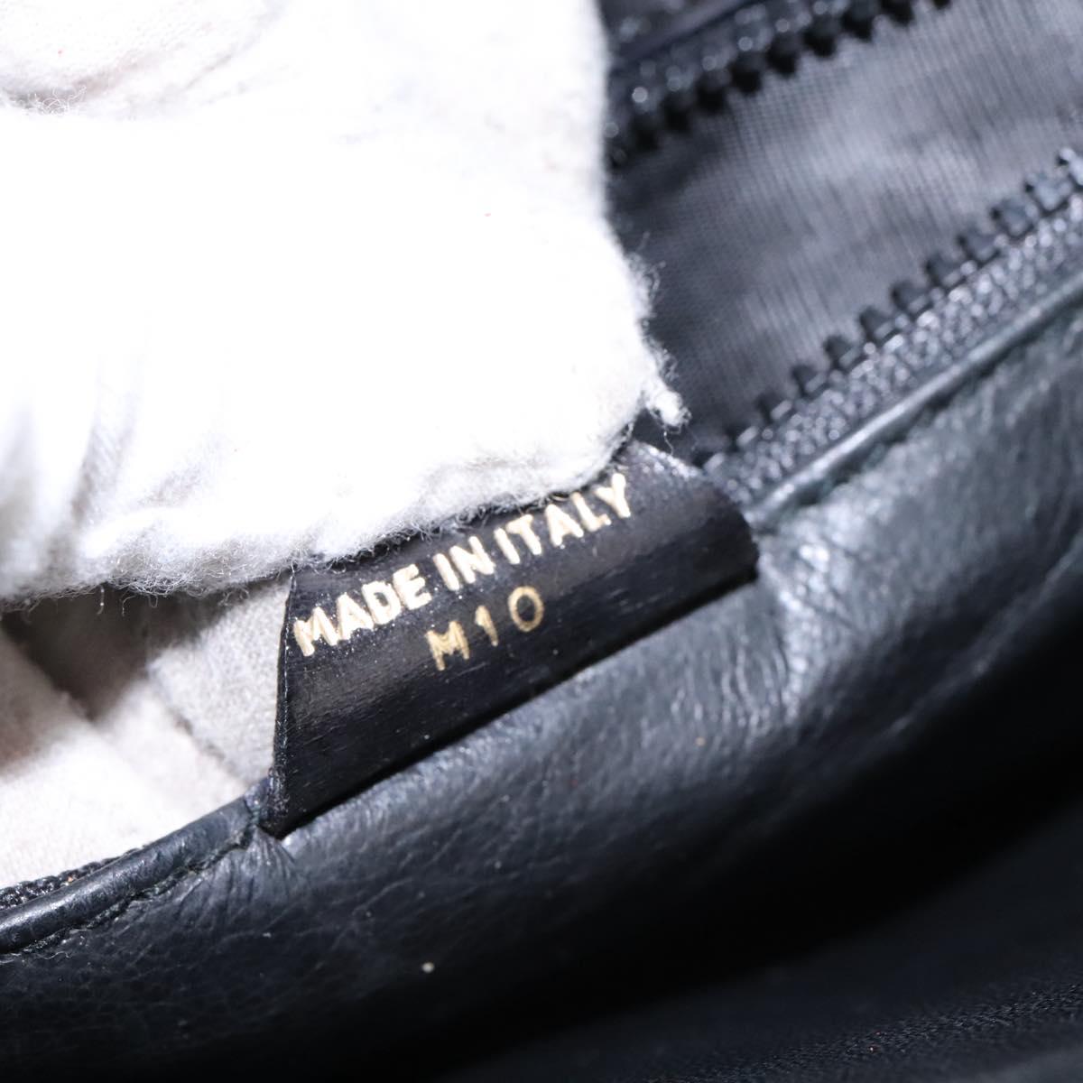 CELINE Circle Shoulder Bag Leather Black Gold Auth BD909