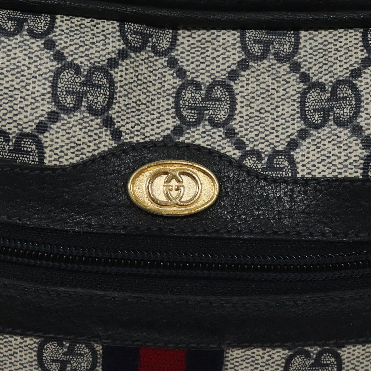 GUCCI GG Supreme Sherry Line Shoulder Bag PVC Navy Red 010 378 Auth BD927