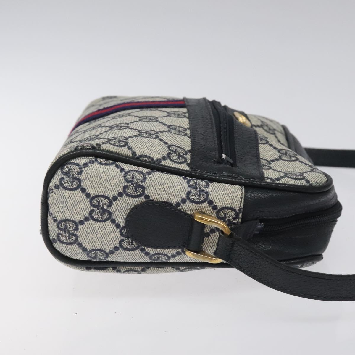 GUCCI GG Supreme Sherry Line Shoulder Bag PVC Navy Red 010 378 Auth BD927