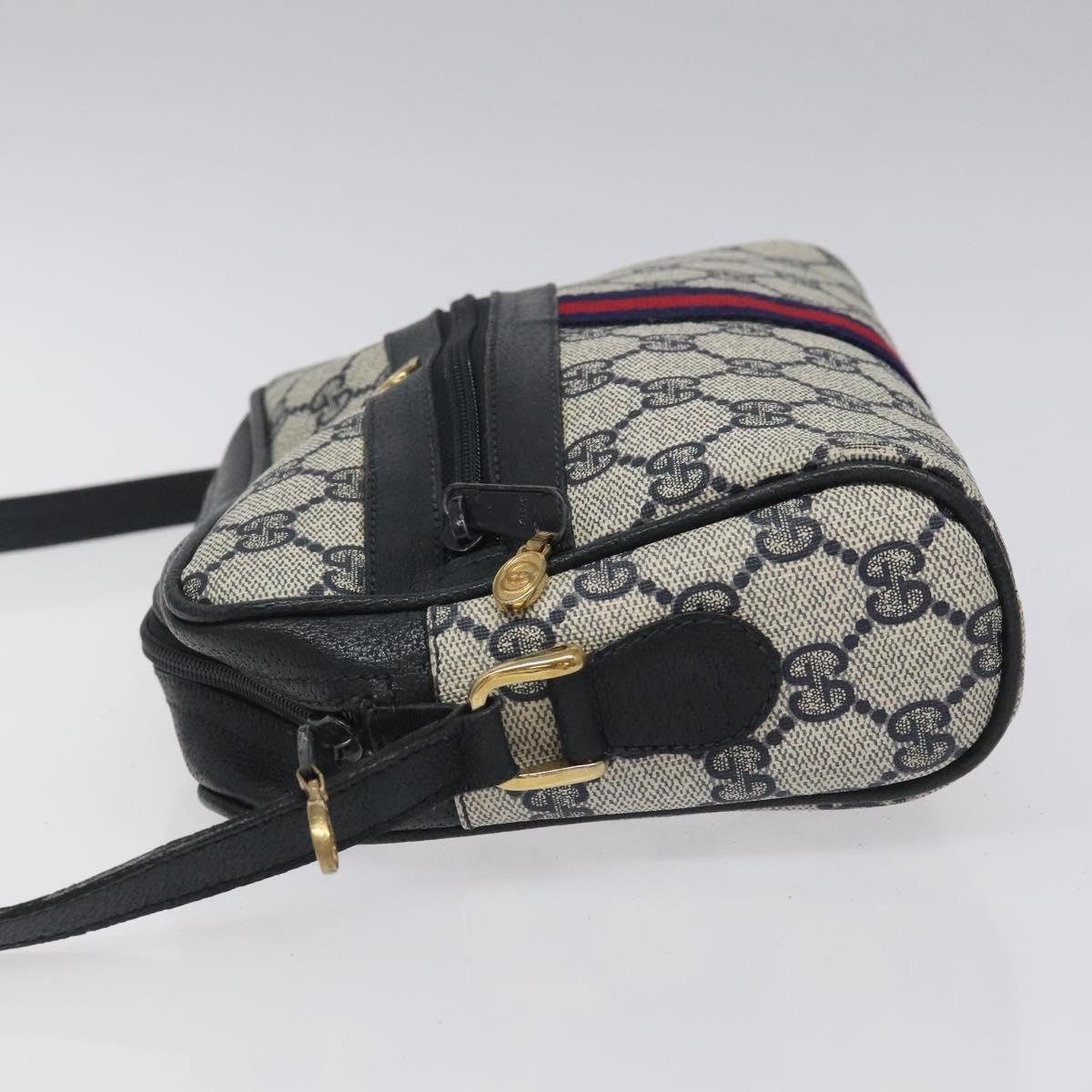 GUCCI GG Supreme Sherry Line Shoulder Bag PVC Navy Red 010 378 Auth BD927