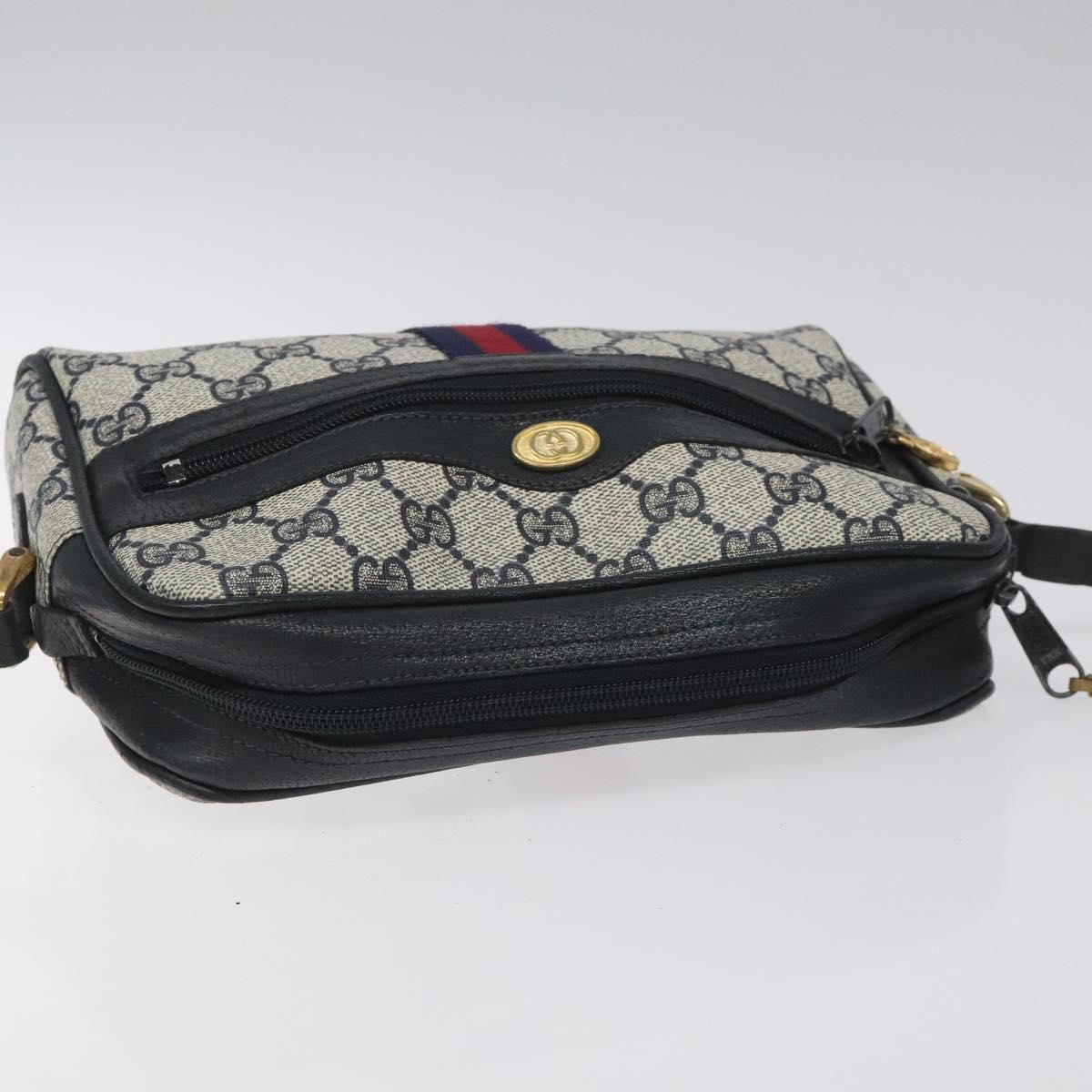 GUCCI GG Supreme Sherry Line Shoulder Bag PVC Navy Red 010 378 Auth BD927