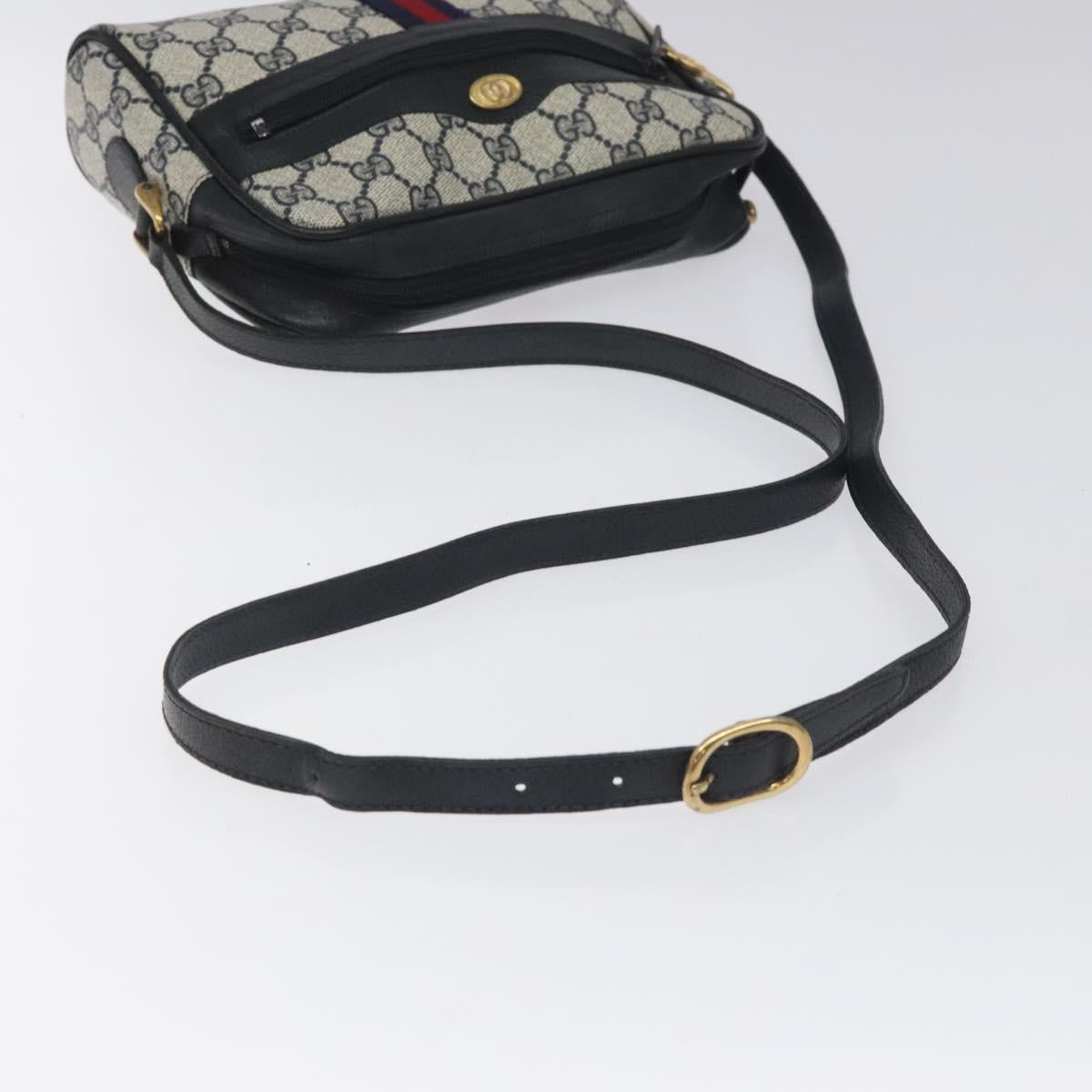 GUCCI GG Supreme Sherry Line Shoulder Bag PVC Navy Red 010 378 Auth BD927