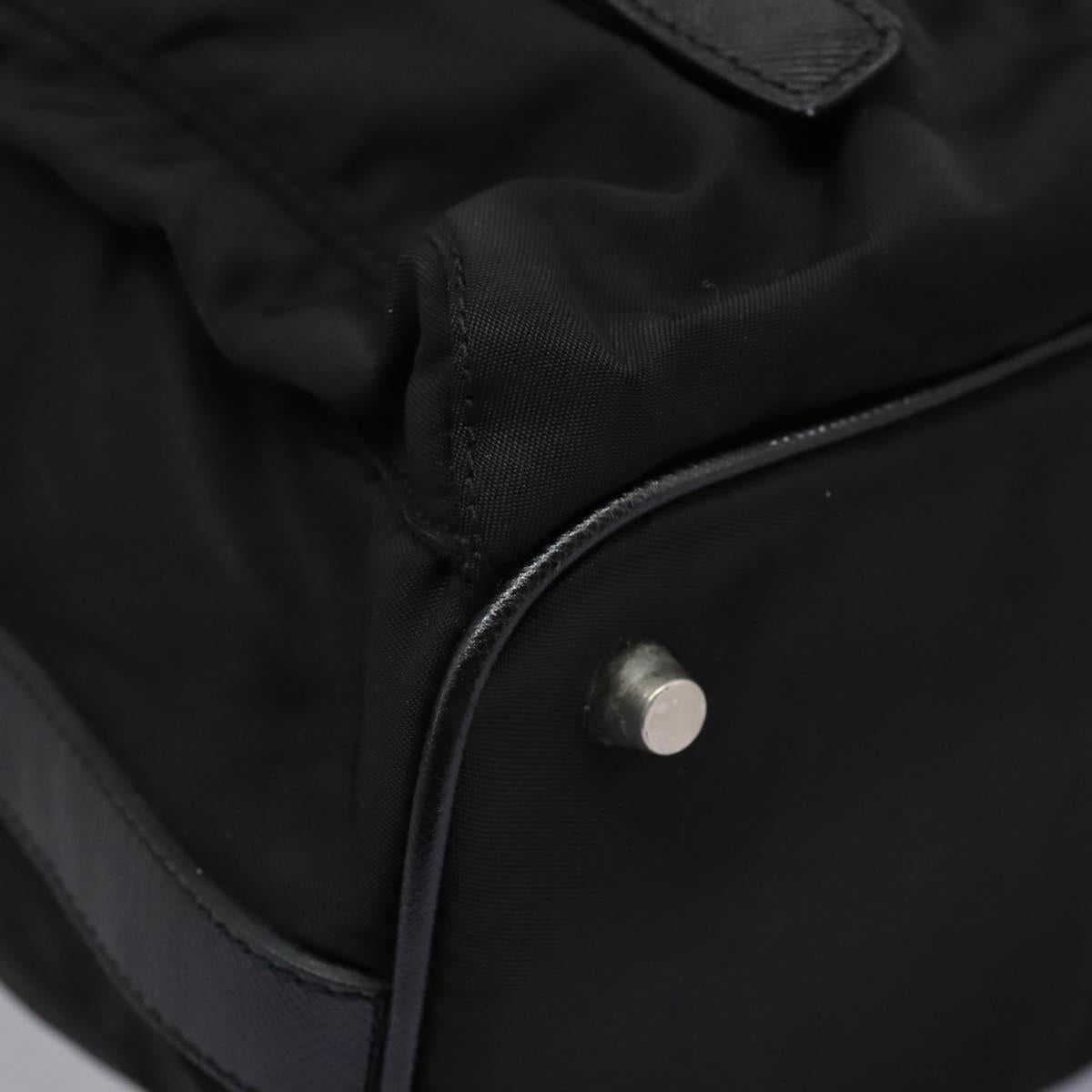 PRADA Shoulder Bag Nylon Black Gold Auth BD928V