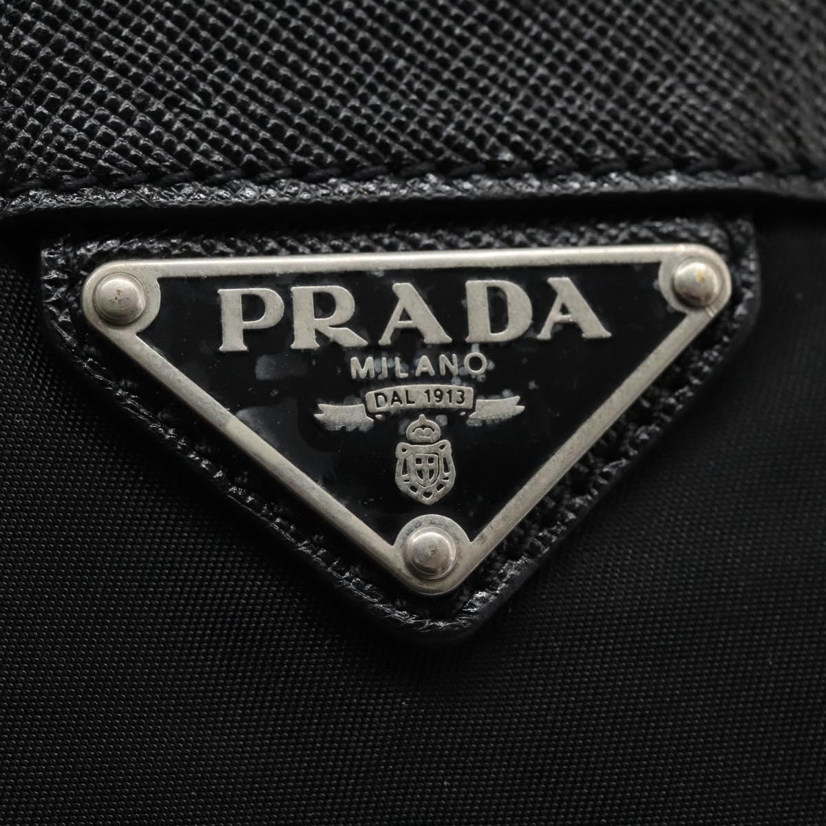 PRADA Shoulder Bag Nylon Black Gold Auth BD928V