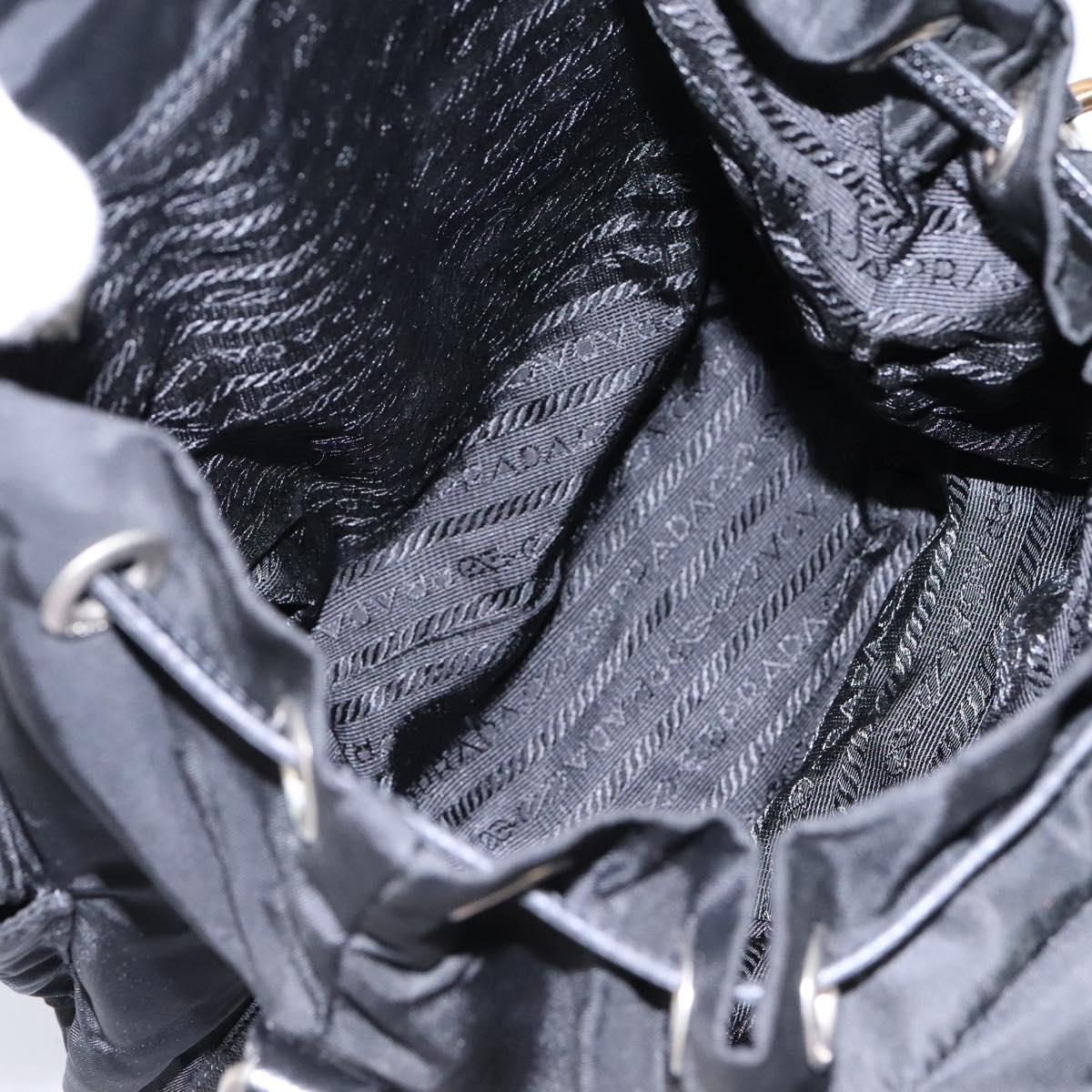 PRADA Shoulder Bag Nylon Black Gold Auth BD928V