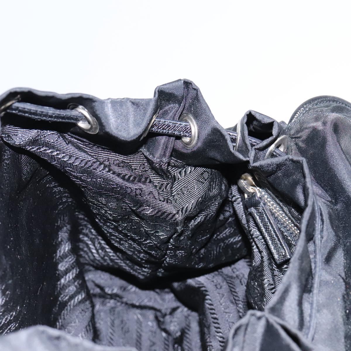 PRADA Shoulder Bag Nylon Black Gold Auth BD928V