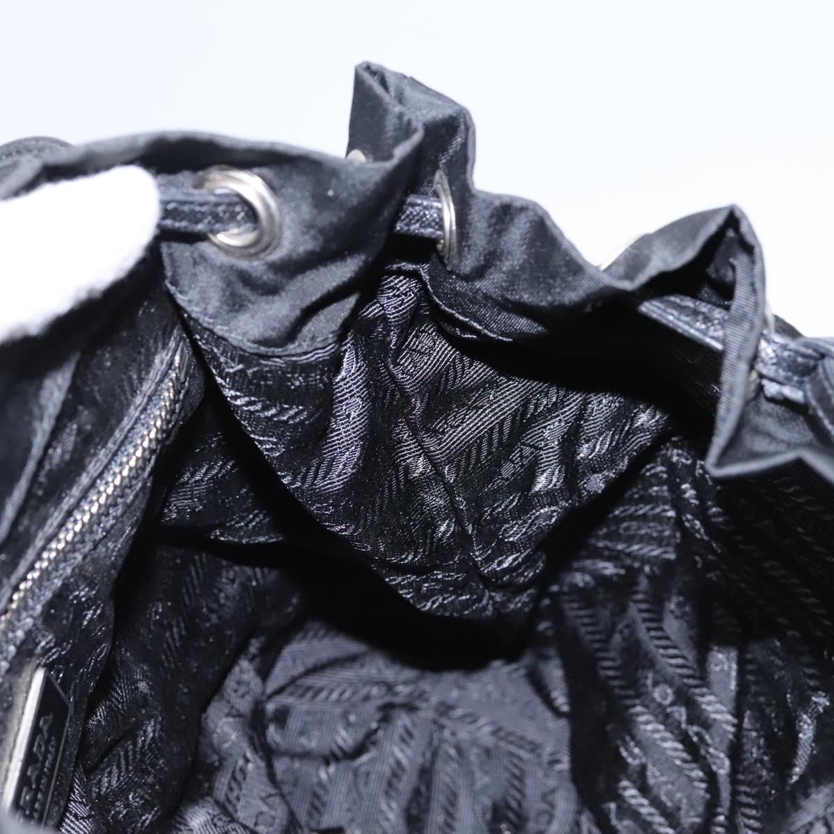 PRADA Shoulder Bag Nylon Black Gold Auth BD928V