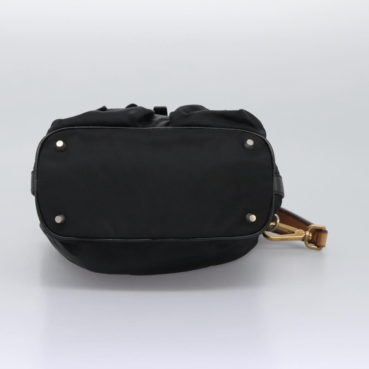 PRADA Shoulder Bag Nylon Black Gold Auth BD928V