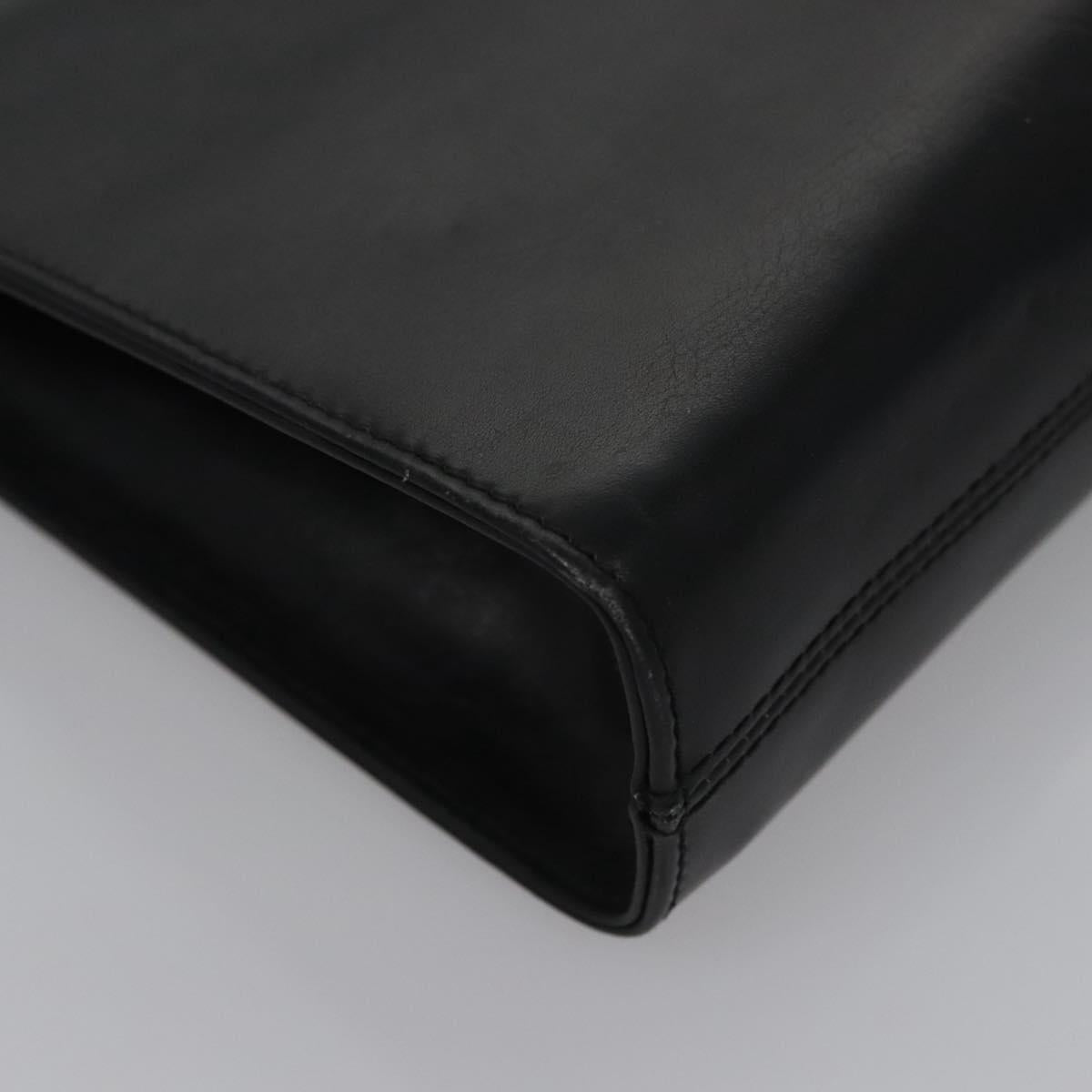 Salvatore Ferragamo Gancini Chain Shoulder Bag Leather Black Gold Auth BD929