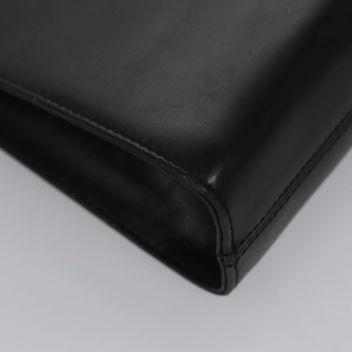 Salvatore Ferragamo Gancini Chain Shoulder Bag Leather Black Gold Auth BD929