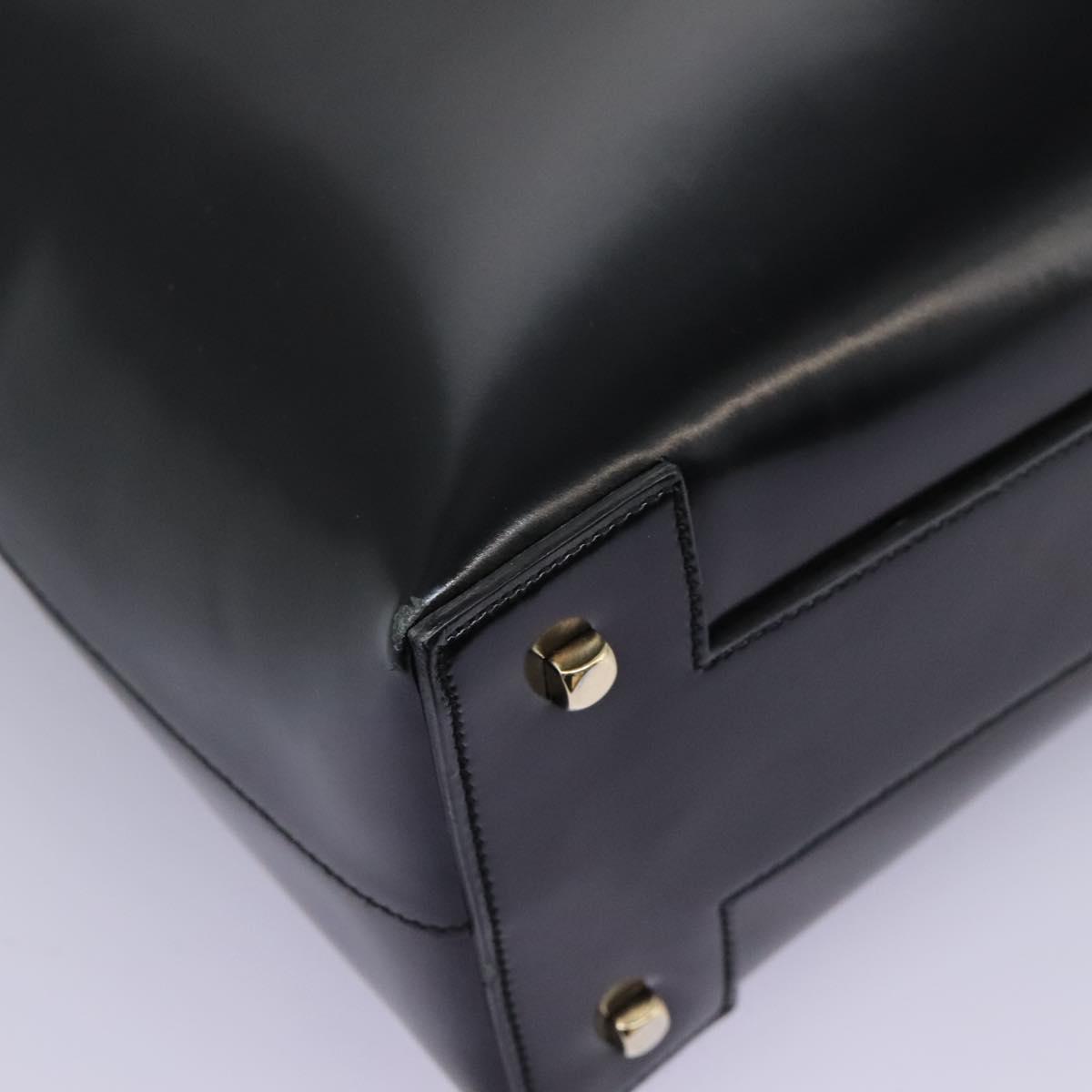Salvatore Ferragamo Gancini Hand Bag Patent leather 2way Black Auth BD930