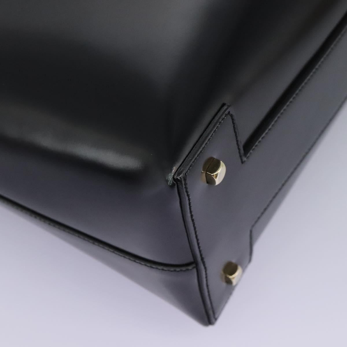 Salvatore Ferragamo Gancini Hand Bag Patent leather 2way Black Auth BD930