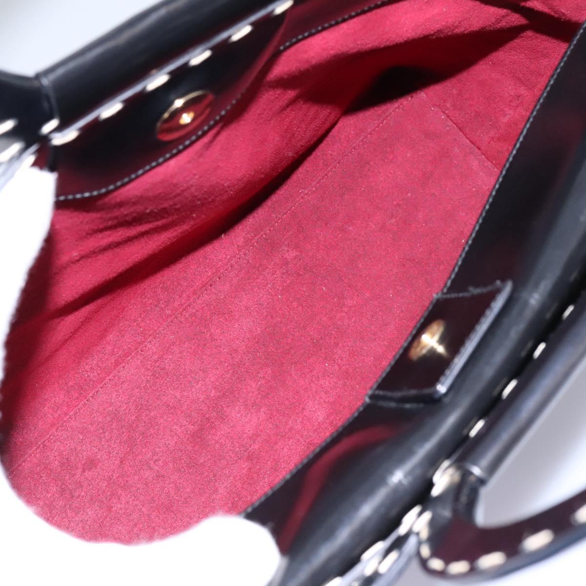 Salvatore Ferragamo Gancini Hand Bag Patent leather 2way Black Auth BD930