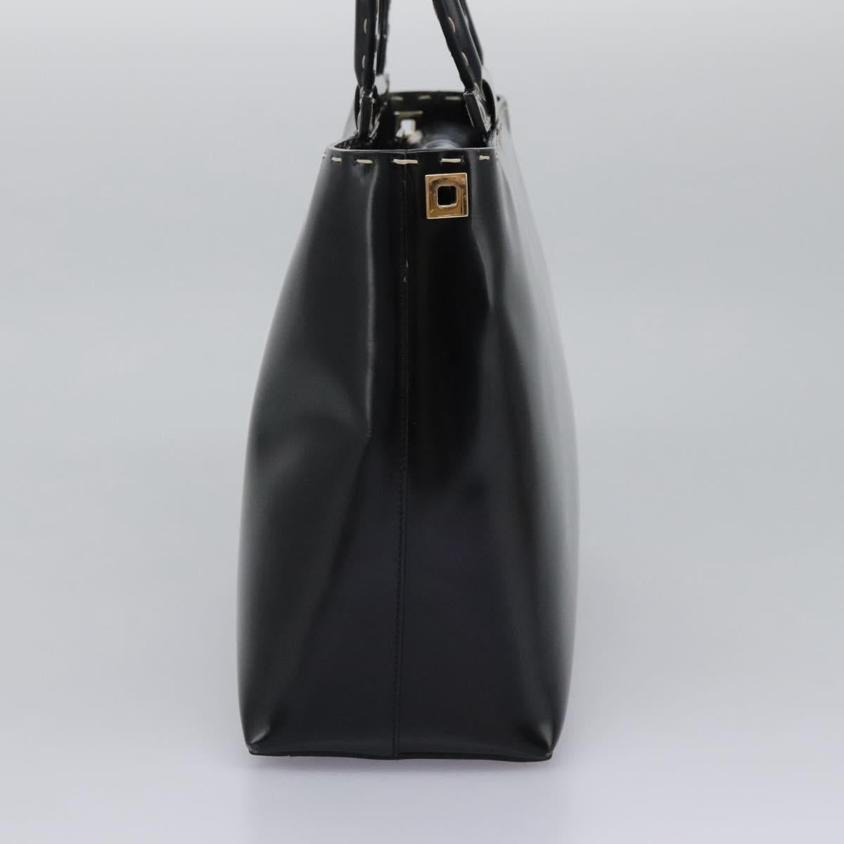 Salvatore Ferragamo Gancini Hand Bag Patent leather 2way Black Auth BD930