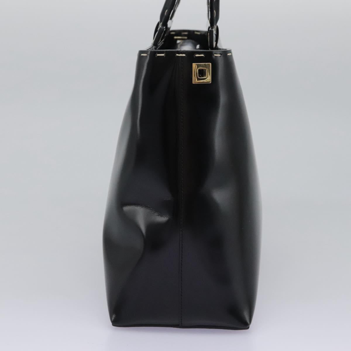 Salvatore Ferragamo Gancini Hand Bag Patent leather 2way Black Auth BD930