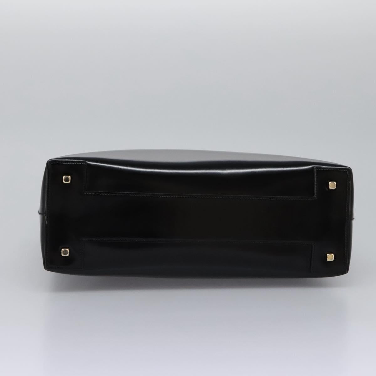 Salvatore Ferragamo Gancini Hand Bag Patent leather 2way Black Auth BD930
