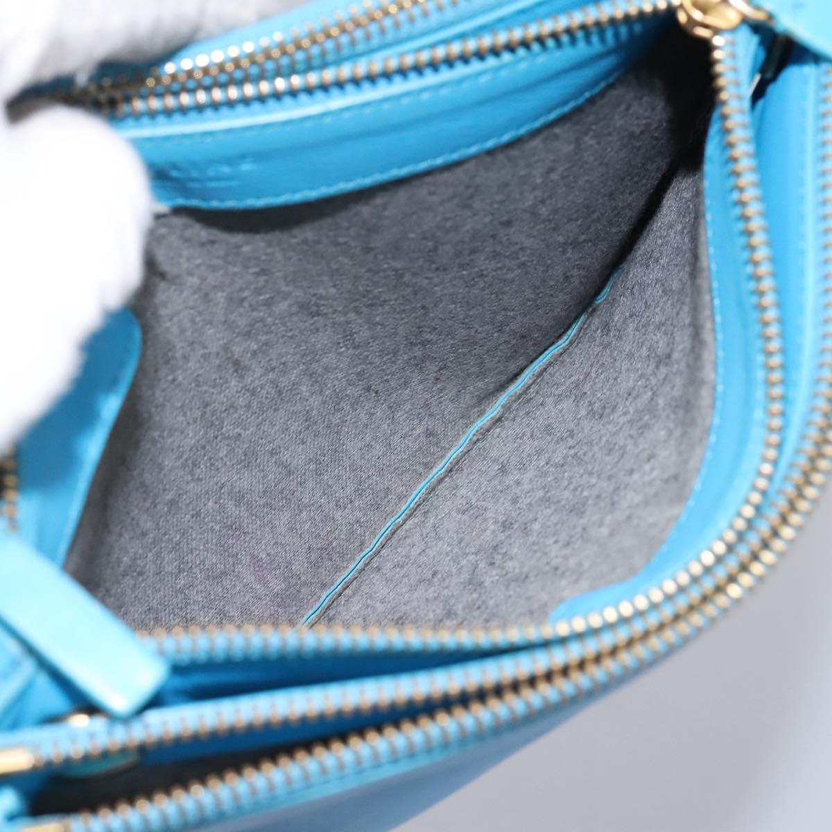 CELINE Trio Small Shoulder Bag Leather Blue Gold Auth BD931