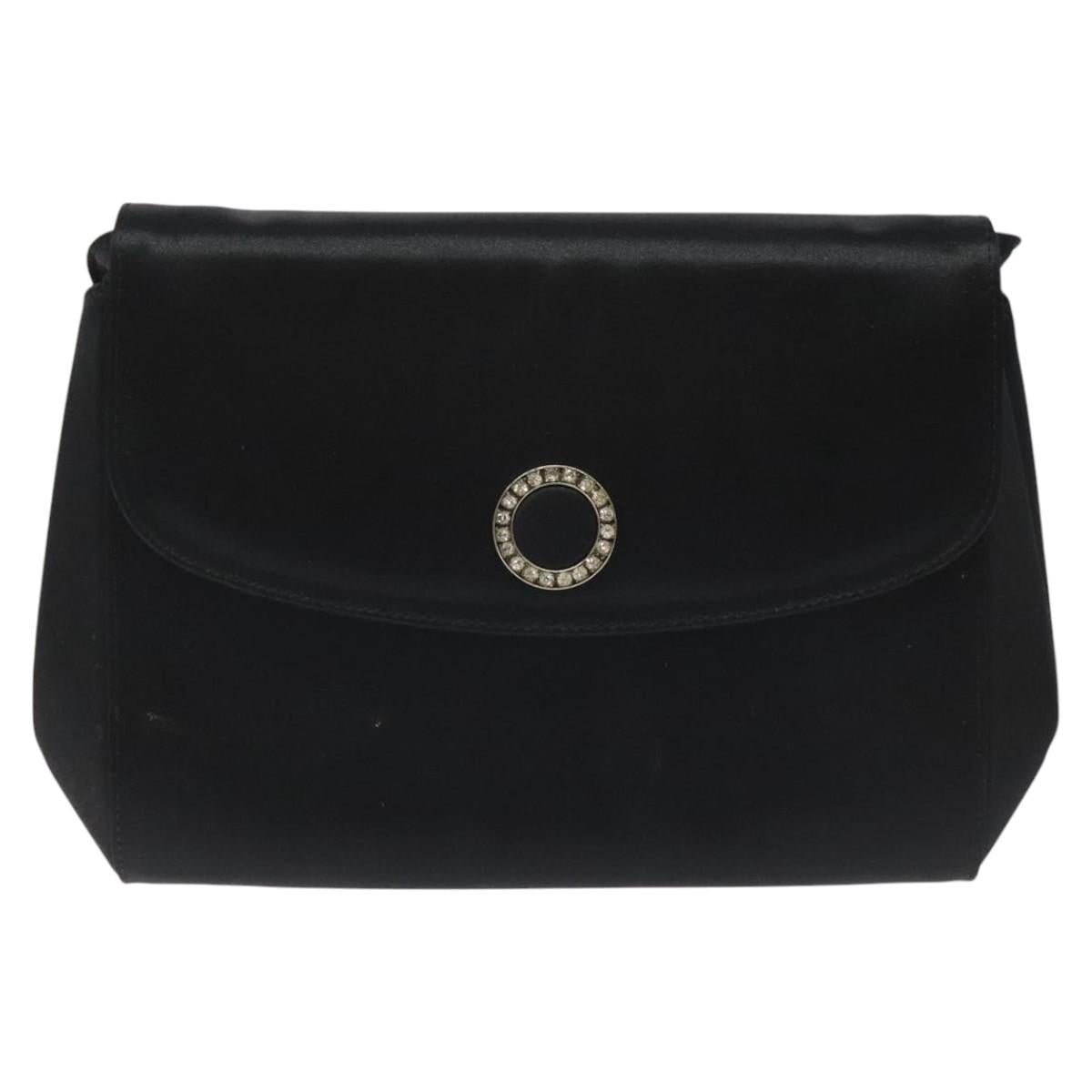 Salvatore Ferragamo Shoulder Bag Satin Black Auth BD949