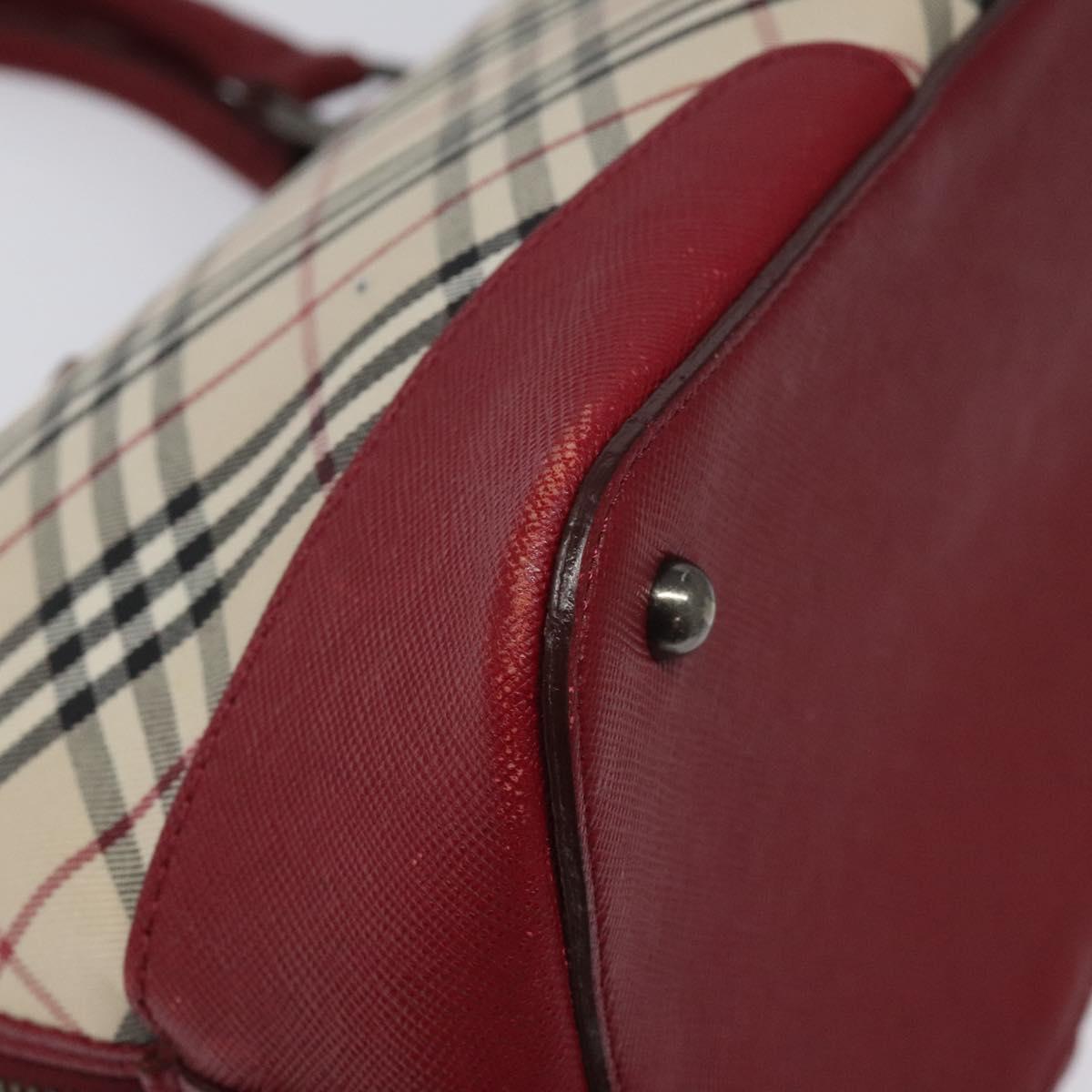 BURBERRY Nova Check Hand Bag Canvas Leather Beige Auth BD953