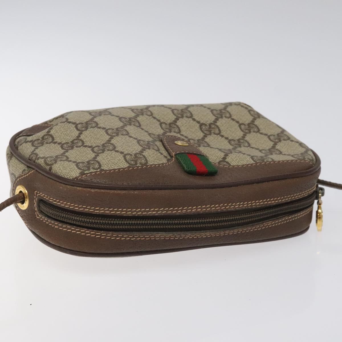 GUCCI GG Supreme Web Sherry Line Shoulder Bag PVC Beige 156 02 066 Auth BD958