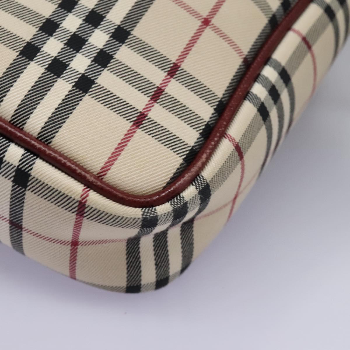 BURBERRY Nova Check Shoulder Bag Canvas Beige Gold Auth BD962