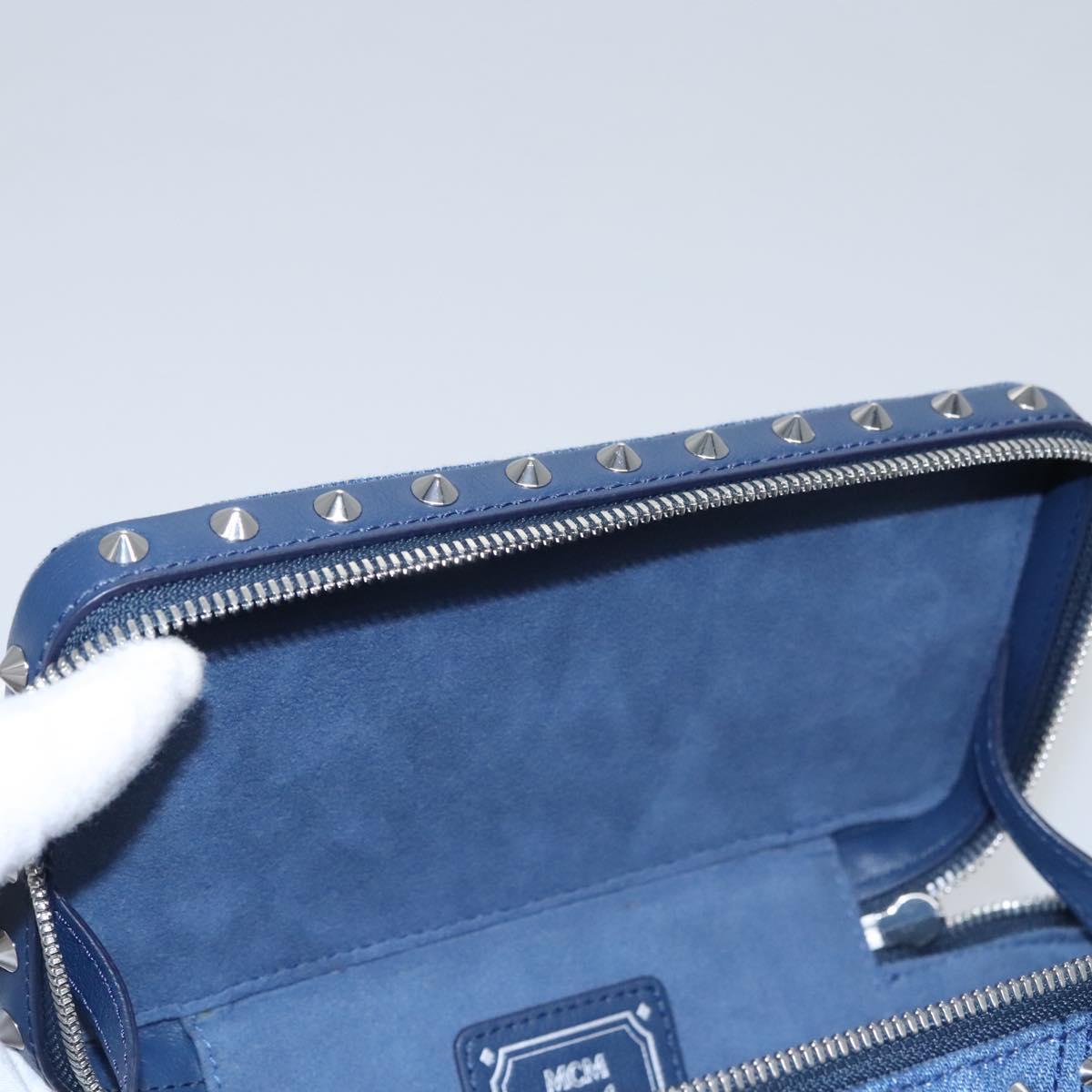 MCM Vanity Pouch Denim 2way Blue Auth BD970A