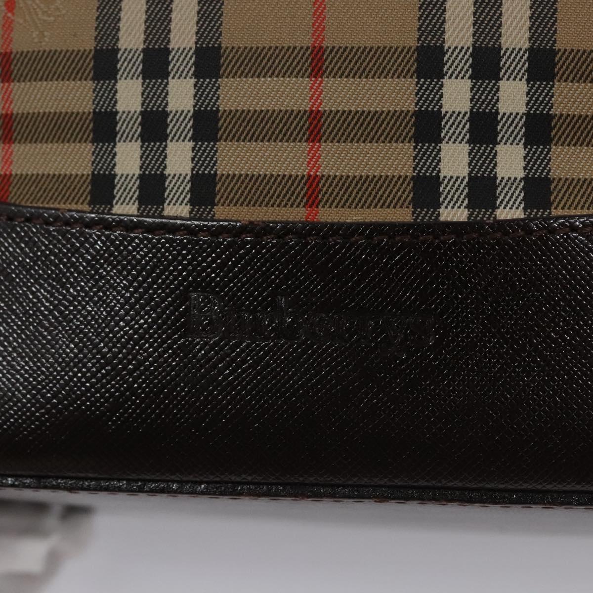 Burberrys Nova Check Tote Bag Canvas Leather Beige Gold Auth BD987