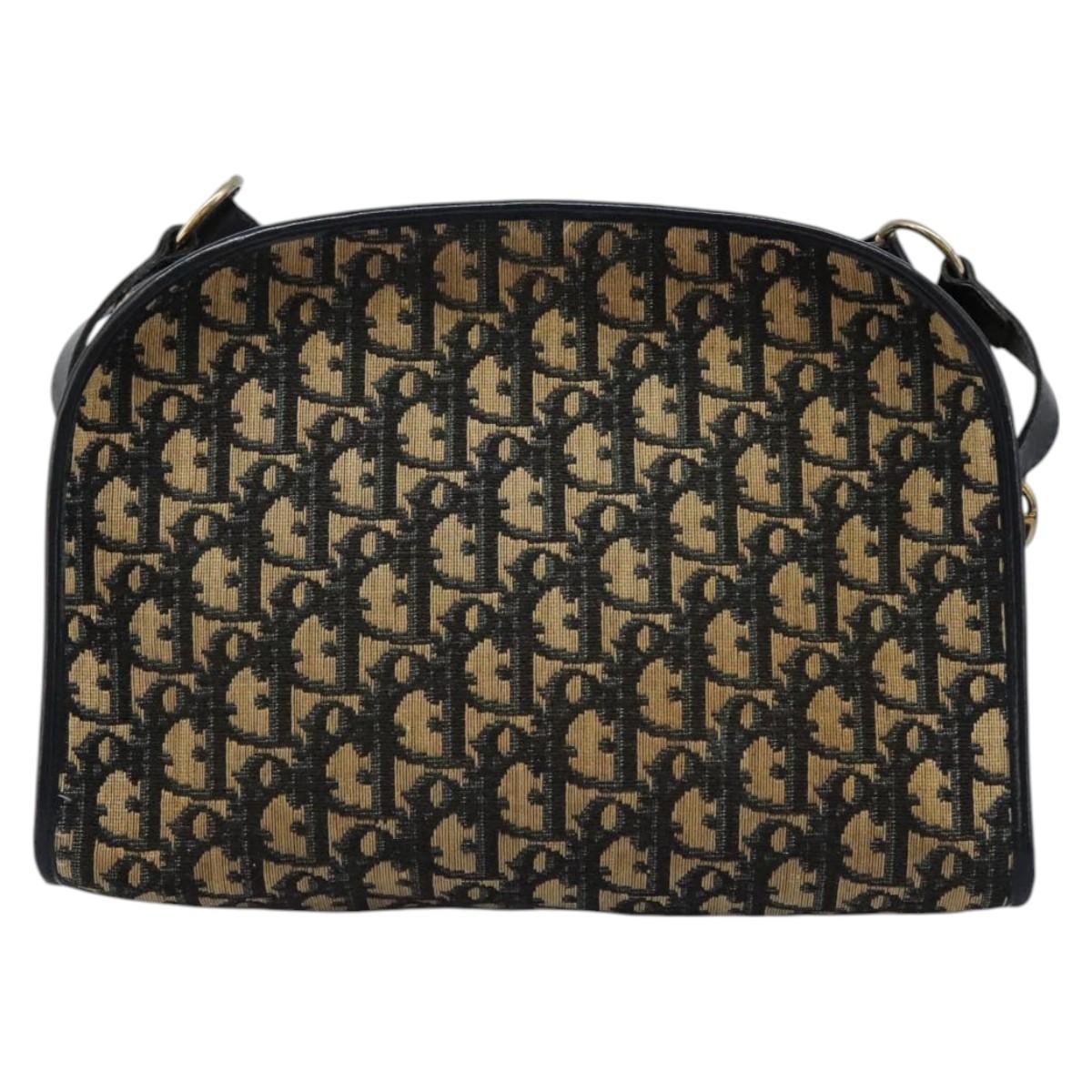 Christian Dior Trotter Canvas Shoulder Bag Navy Auth BD989