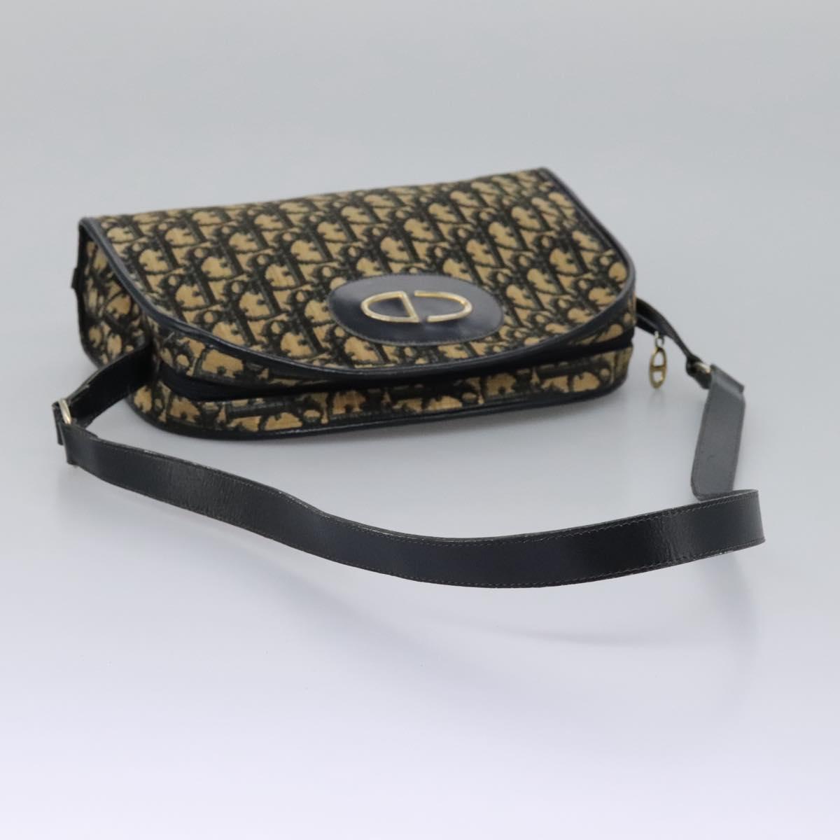 Christian Dior Trotter Canvas Shoulder Bag Navy Auth BD989