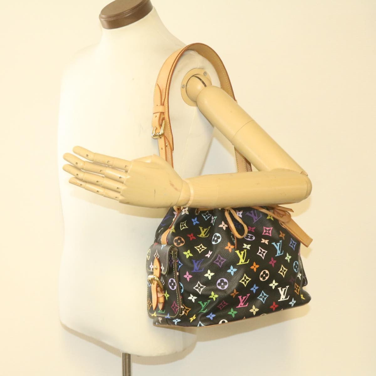 LOUIS VUITTON Monogram Multicolor Noe Shoulder Bag Black M42230 LV Auth am337bSAV