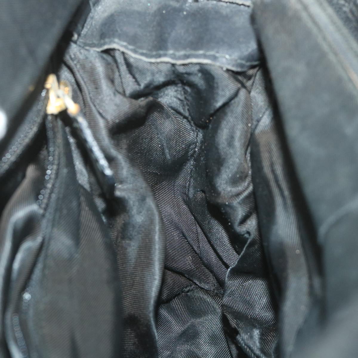 CELINE Shoulder Bag Nylon Black Auth bs10094