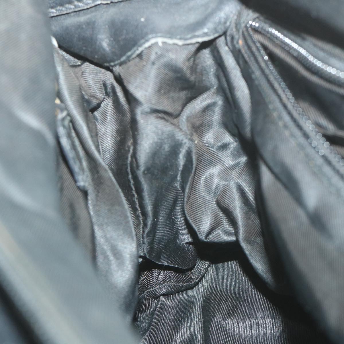 CELINE Shoulder Bag Nylon Black Auth bs10094