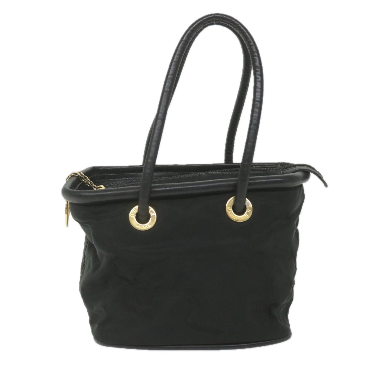 CELINE Shoulder Bag Nylon Black Auth bs10094