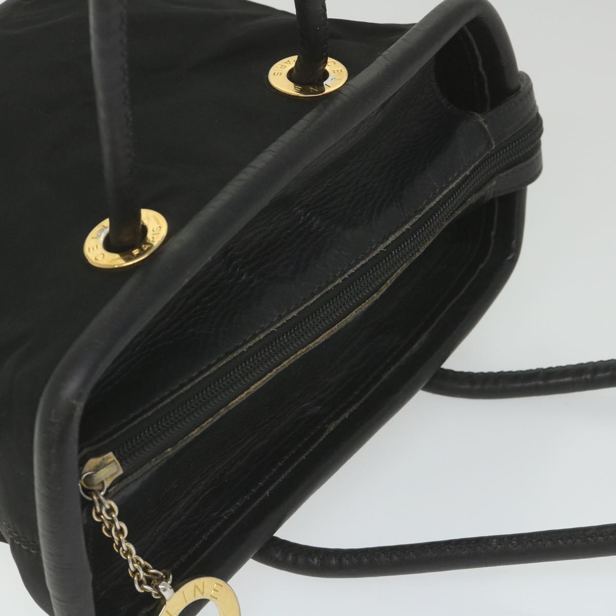 CELINE Shoulder Bag Nylon Black Auth bs10094
