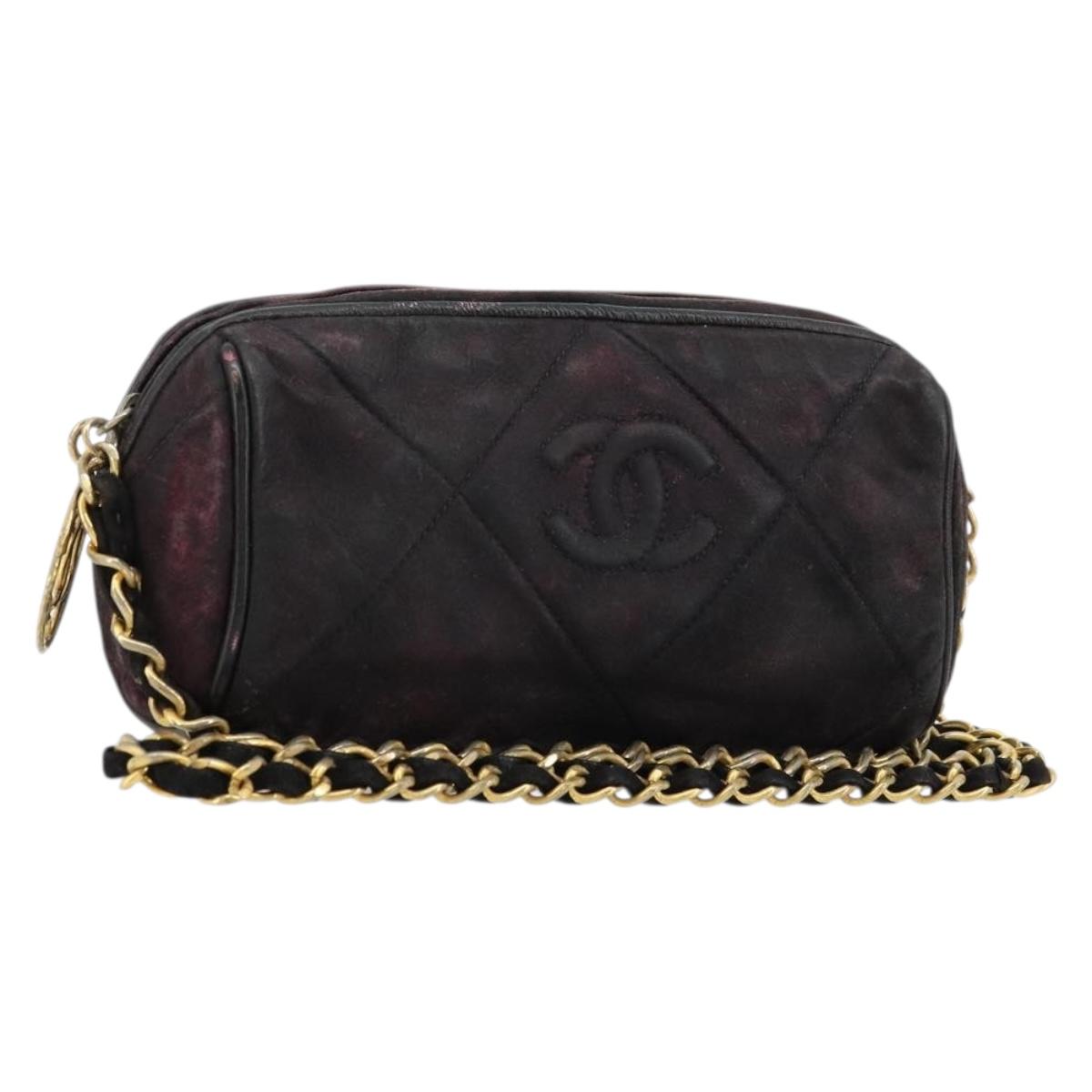 CHANEL Chain Shoulder Bag Suede Purple CC Auth bs10550