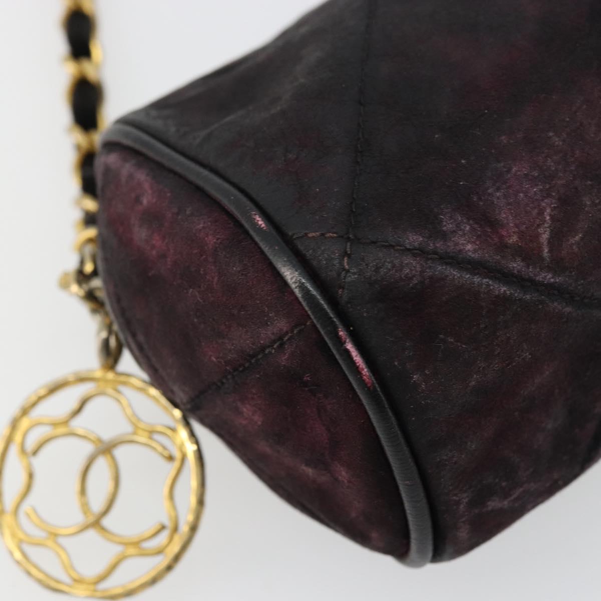 CHANEL Chain Shoulder Bag Suede Purple CC Auth bs10550