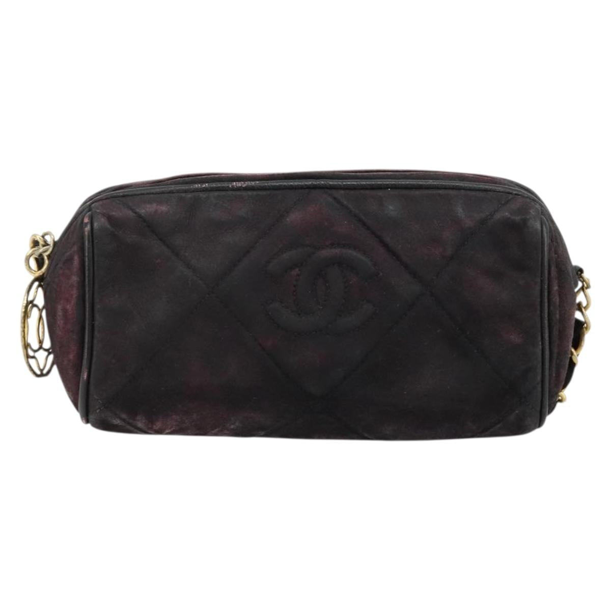 CHANEL Chain Shoulder Bag Suede Purple CC Auth bs10550