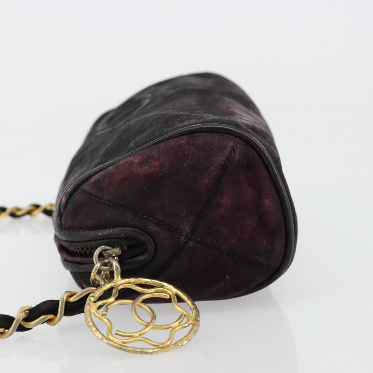 CHANEL Chain Shoulder Bag Suede Purple CC Auth bs10550
