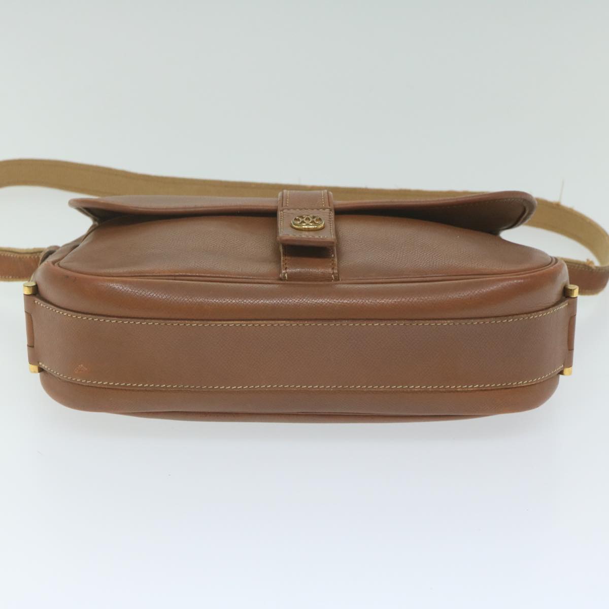 HERMES Noumea Shoulder Bag Leather Brown Auth bs10684
