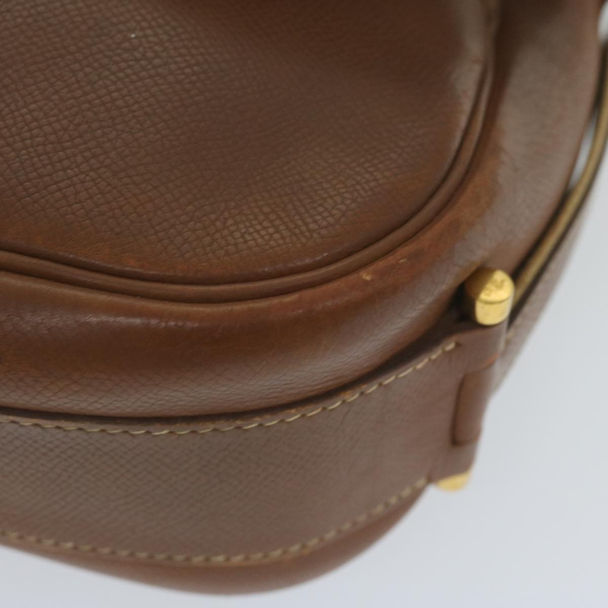 HERMES Noumea Shoulder Bag Leather Brown Auth bs10684