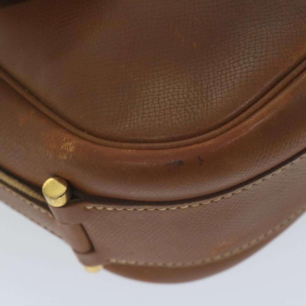 HERMES Noumea Shoulder Bag Leather Brown Auth bs10684
